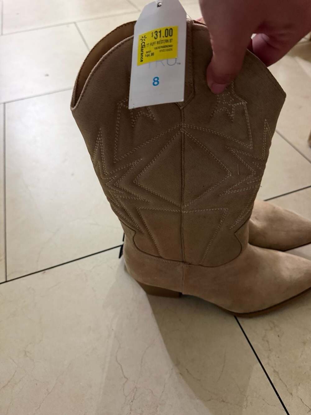 Time and Tru Women's Faux Suede Embroidered Western Boots